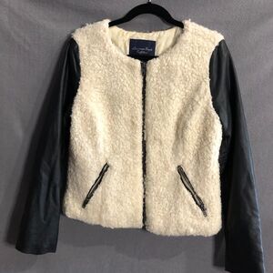 american eagle outfitters jacket womens medium m black sherpa faux fur Thick aa